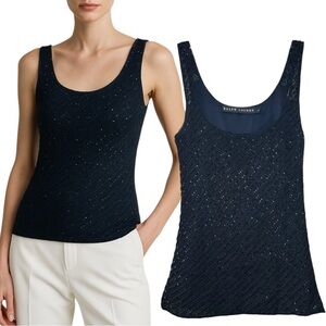 Ralph Lauren Black Label - Women’s Beaded Tank Top, Evening - Black, Small